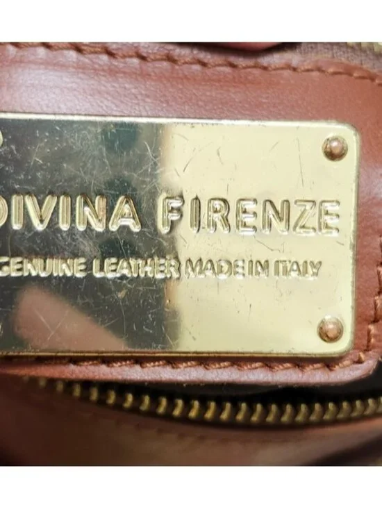 Divina Firenze Brown Genuine Leather Shoulder Bag Made In Italy Small Zip Purse - Picture 7 of 12